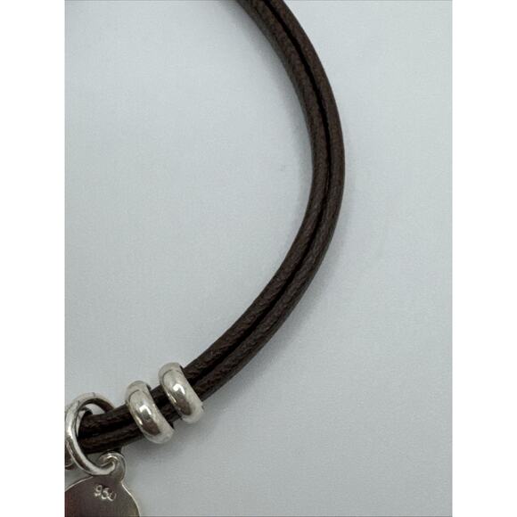950 Sterling Silver Brown Leather Bracelet Tree Of Life Charm - Picture 6 of 6